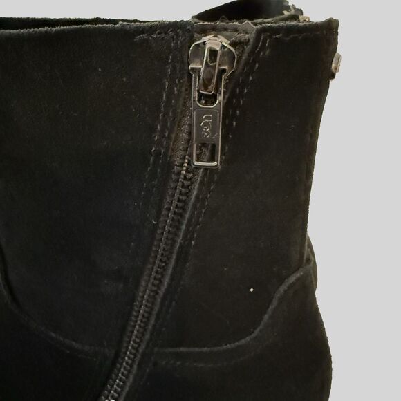 UGG Breeda Women’s Size 8.5 US Black Suede Side Zip Heel Ankle Moto Boot - Picture 6 of 10
